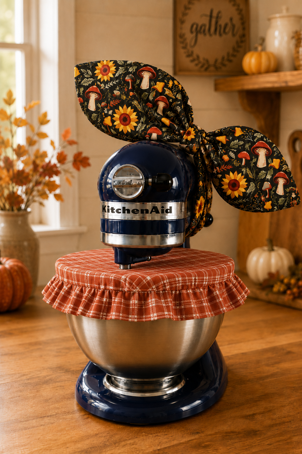 The Autumn Mixer Belle — Reversible KitchenAid Bow & Bowl Cover Set