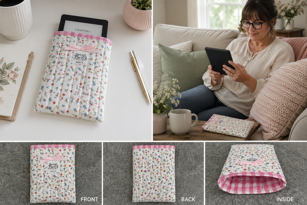 The Cottage E-Reader & Tablet Keeper | Handmade Quilted Cotton Sleeve