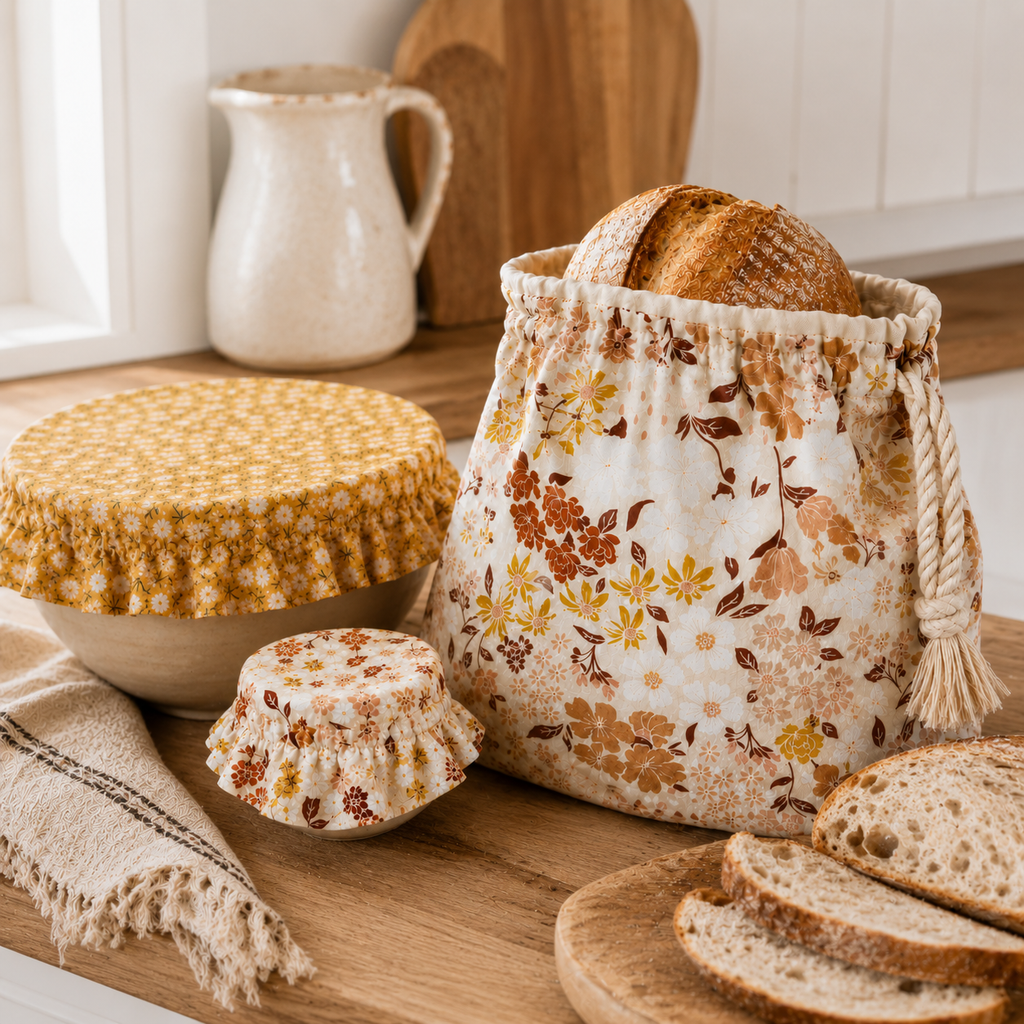The Bread Baker’s Cottage Bundle | Handmade Bread Bag, Bowl Cover & Starter Bonnet