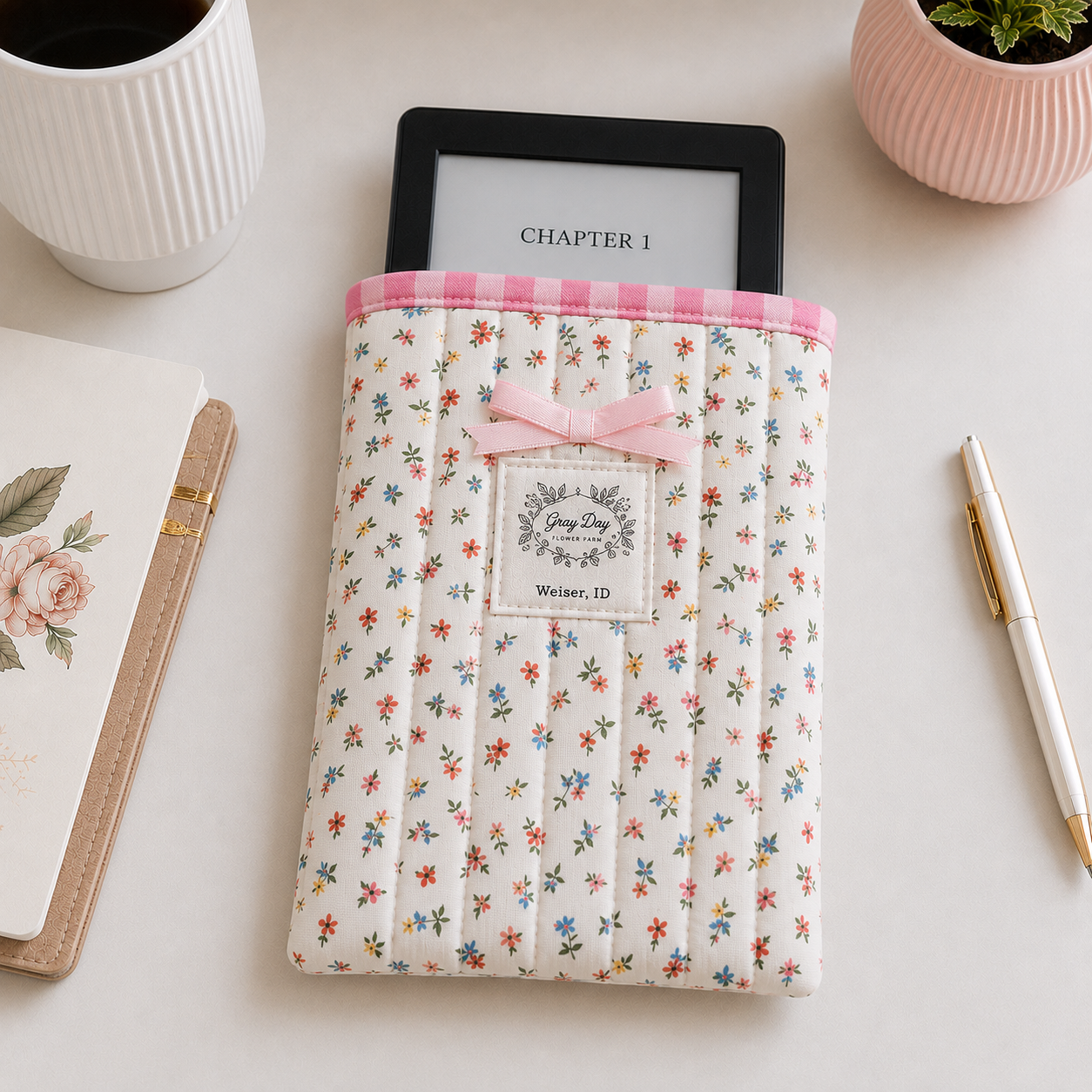 The Cottage E-Reader & Tablet Keeper | Handmade Quilted Cotton Sleeve