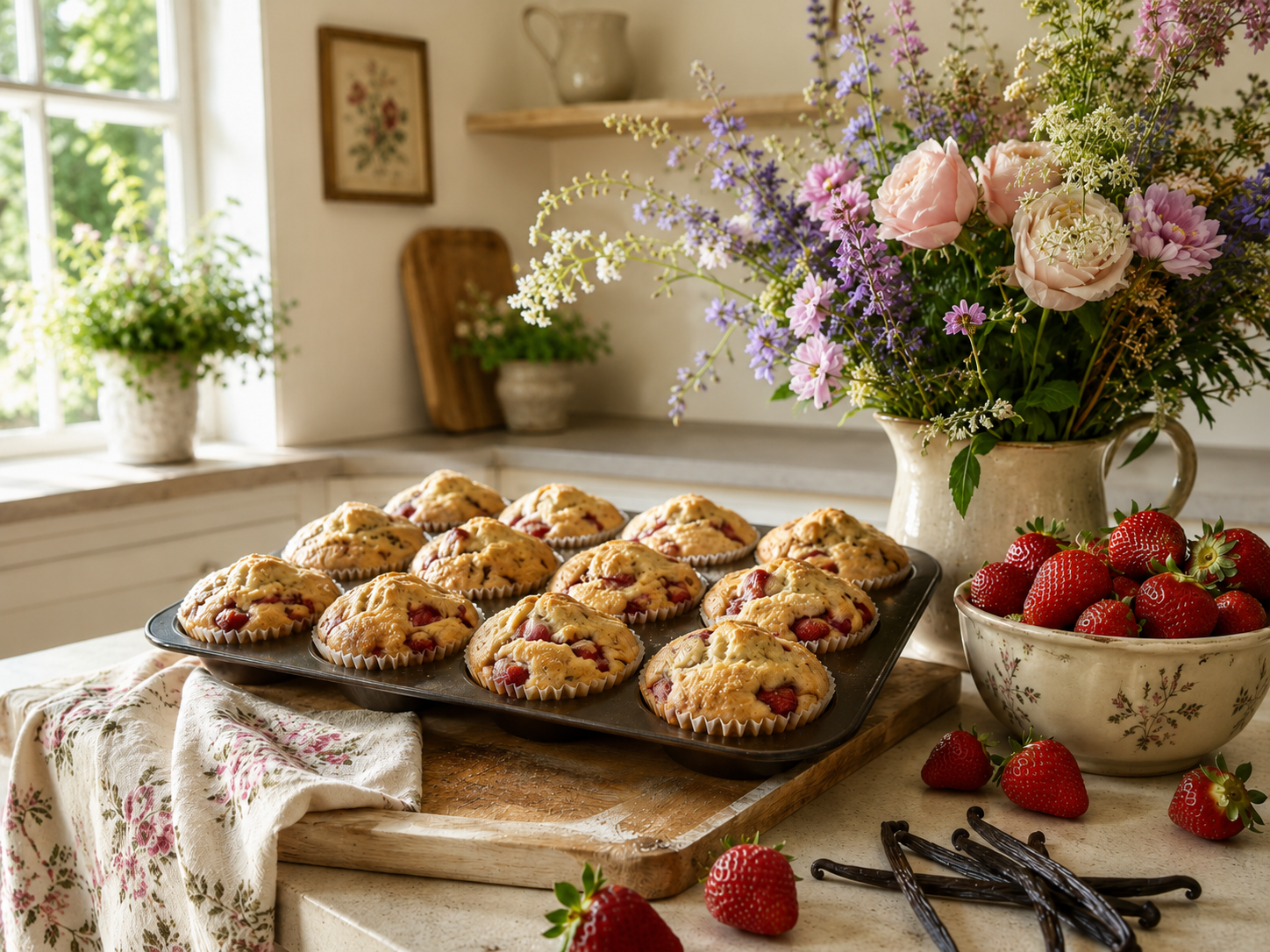 Strawberry Vanillia Muffins